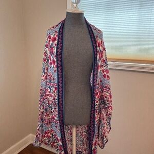 Anthropologie Floral Swim Coverup - Pink and Blue